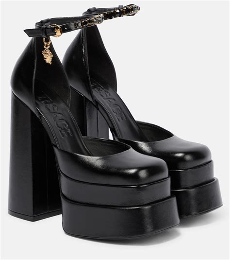 versace medusa embossed slip-on slides|Versace double platform pumps medusa.